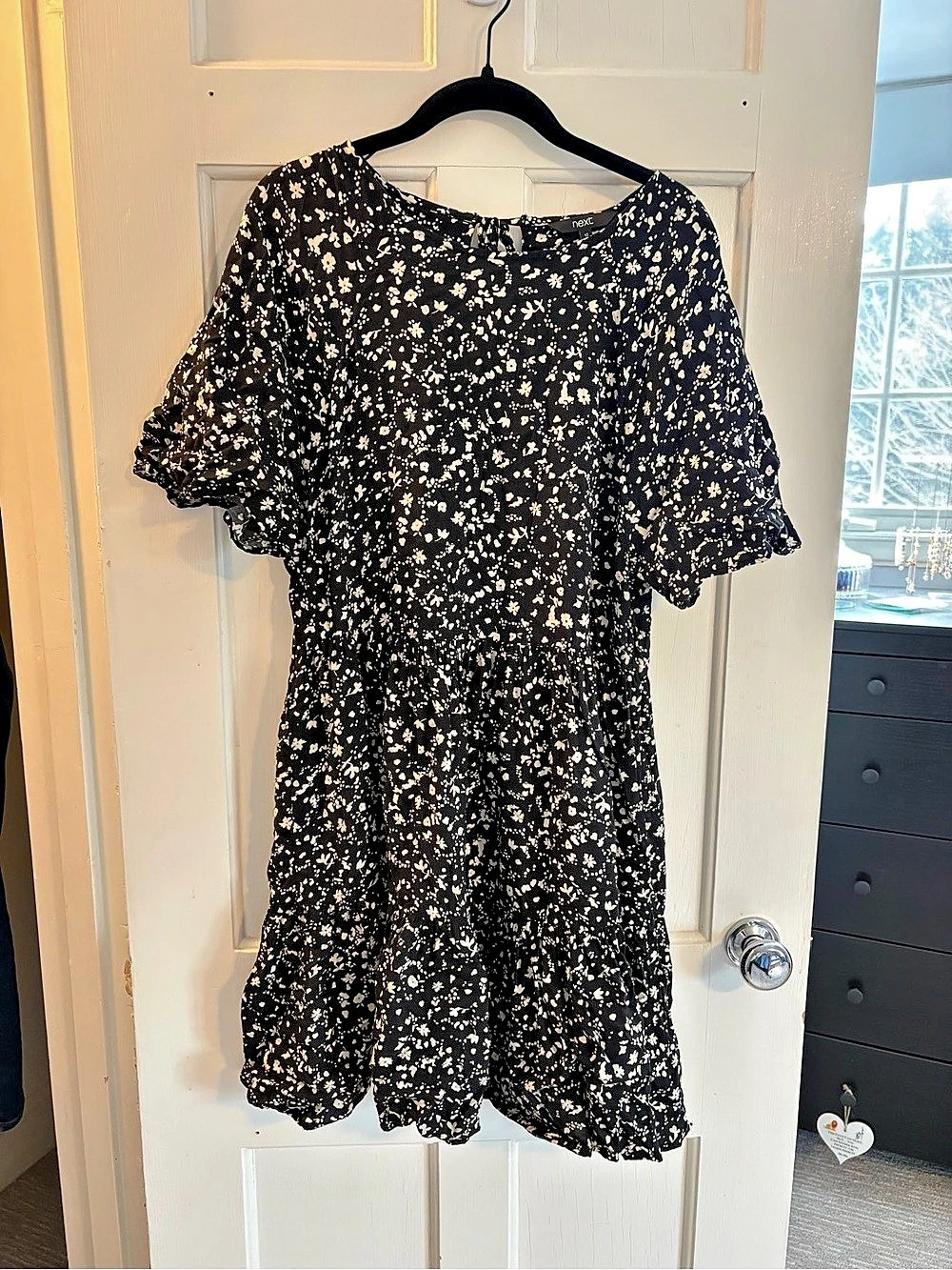 Next Floral Mini Dress in Black & White